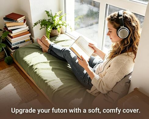 100% Cotton Futon Mattress Cover, Washable Japanese Floor Bed Protector with Zipper, Dust‑Proof Replacement Slipcover for Tatami Mat, Fits Up to 4-Inch Thick Mattresses, Full/Queen in Kuwait