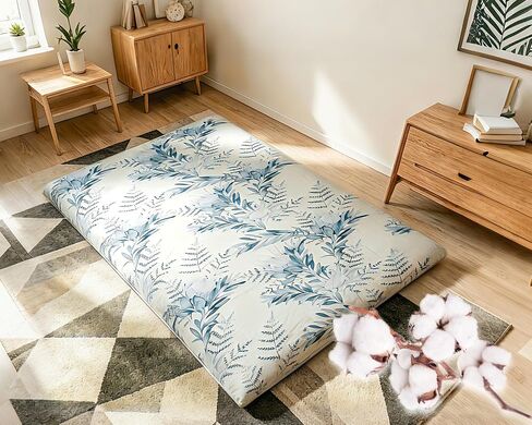 100% Cotton Futon Mattress Cover, Washable Japanese Floor Bed Protector with Zipper, Dust‑Proof Replacement Slipcover for Tatami Mat, Fits Up to 4-Inch Thick Mattresses, Full/Queen in Kuwait