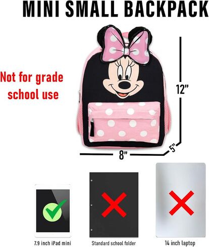 Disney Minnie Mouse Mini Backpack with Lunch Box Set - Bundle of 12" Backpack, Lunch Bag, Stickers, Water Bottle, More | Toddler Minnie School Supplies in Kuwait