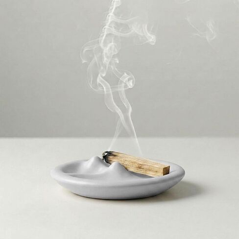 Speckled White Cement Incense Holder & Palo Santo Burner – Minimalist Oval Design for Meditation, Yoga & Home Aromatherapy in Kuwait