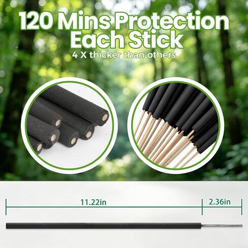 24 Pack Mosquito Incense Sticks for Outdoor Patio Backyard Indoors Camping Travel Yoga, DEET Free Mosquito Repellent Sticks Safe for Kids Pets, Long-Lasting 2-Hour Burn Time, Black in Saudi Arabia