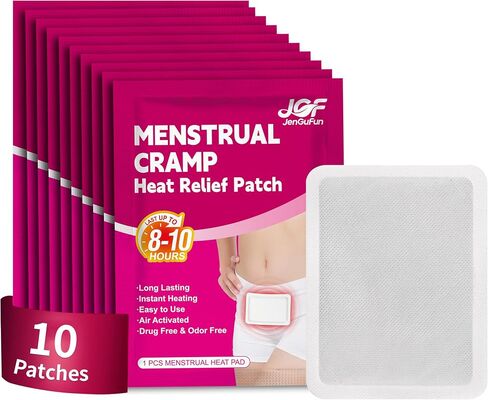 Menstrual Heating Patch for Women - 10 Packs Ginger Warming Patches Heat Pad for Period Cramps, Long-Lasting 8-12 Hours Warmth, Adhesive & Comfortable for Abdomen, Lower Back Relief in Saudi Arabia