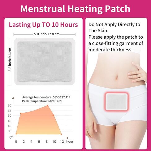 Menstrual Heating Patch for Women - 10 Packs Ginger Warming Patches Heat Pad for Period Cramps, Long-Lasting 8-12 Hours Warmth, Adhesive & Comfortable for Abdomen, Lower Back Relief in Saudi Arabia