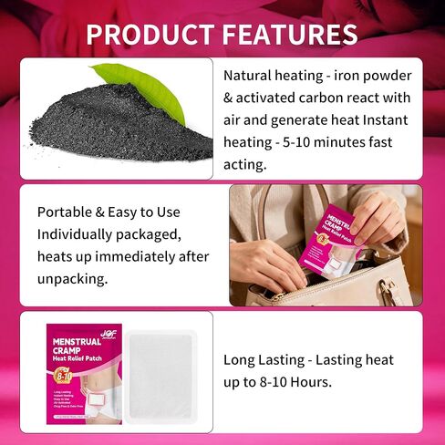 Menstrual Heating Patch for Women - 10 Packs Ginger Warming Patches Heat Pad for Period Cramps, Long-Lasting 8-12 Hours Warmth, Adhesive & Comfortable for Abdomen, Lower Back Relief in Saudi Arabia