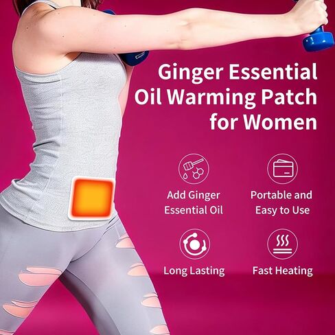 Menstrual Heating Patch for Women - 10 Packs Ginger Warming Patches Heat Pad for Period Cramps, Long-Lasting 8-12 Hours Warmth, Adhesive & Comfortable for Abdomen, Lower Back Relief in Saudi Arabia