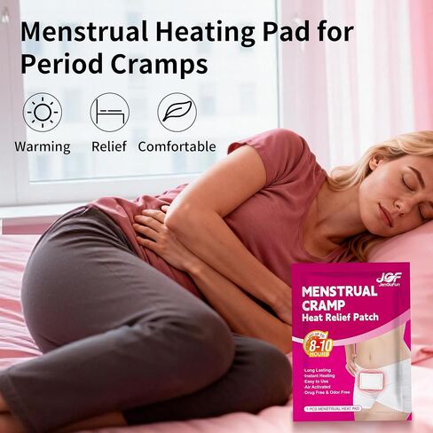 Menstrual Heating Patch for Women - 10 Packs Ginger Warming Patches Heat Pad for Period Cramps, Long-Lasting 8-12 Hours Warmth, Adhesive & Comfortable for Abdomen, Lower Back Relief in Saudi Arabia