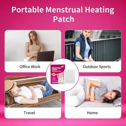 Menstrual Heating Patch for Women - 10 Packs Ginger Warming Patches Heat Pad for Period Cramps, Long-Lasting 8-12 Hours Warmth, Adhesive & Comfortable for Abdomen, Lower Back Relief in Saudi Arabia