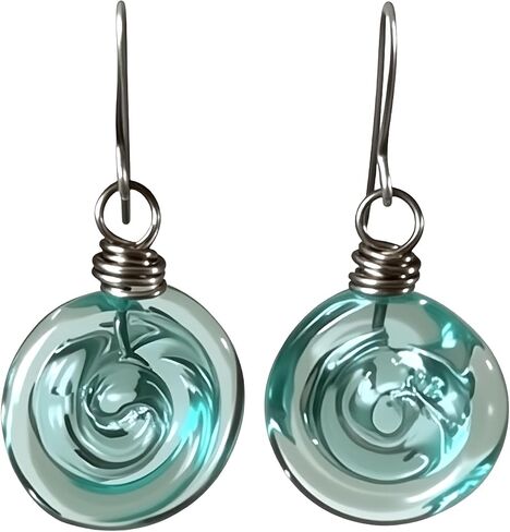 Glass Spiral Earrings for Women, Vintage Inspired Dangle Earrings Statement Earrings Vibrant Beach Style Jewelry Accessory Trendy Gifts for Mom Sister in Saudi Arabia