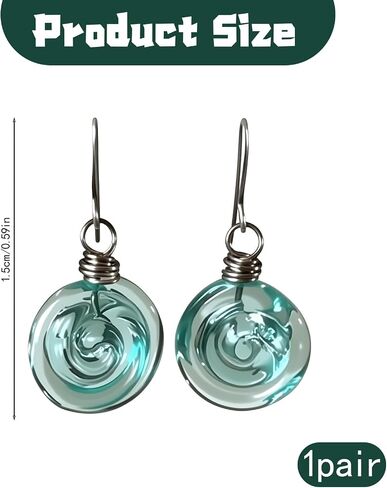 Glass Spiral Earrings for Women, Vintage Inspired Dangle Earrings Statement Earrings Vibrant Beach Style Jewelry Accessory Trendy Gifts for Mom Sister in Saudi Arabia