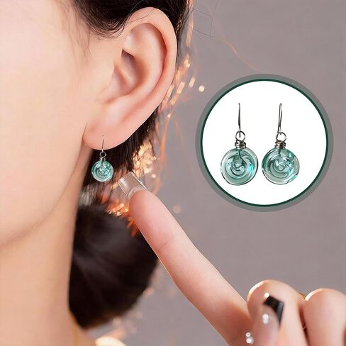 Glass Spiral Earrings for Women, Vintage Inspired Dangle Earrings Statement Earrings Vibrant Beach Style Jewelry Accessory Trendy Gifts for Mom Sister in Saudi Arabia