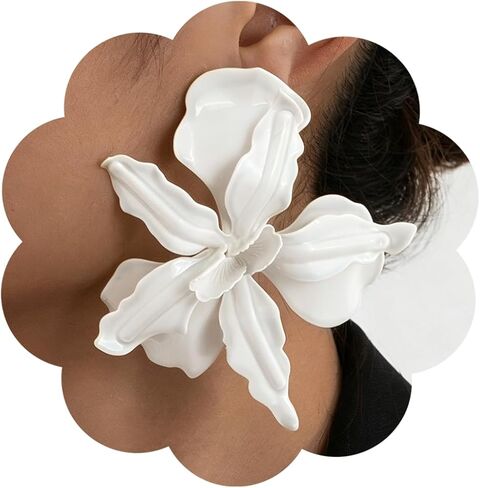 Large Flower Earrings for Women Exaggerated Colorful Flower Earrings Vintage Elegant Statement Jewelry in Saudi Arabia