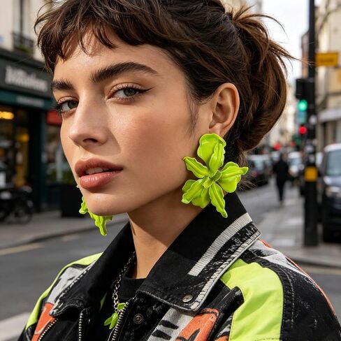 Large Flower Earrings for Women Exaggerated Colorful Flower Earrings Vintage Elegant Statement Jewelry in Kuwait