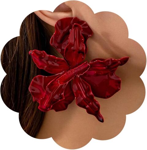 Large Flower Earrings for Women Exaggerated Colorful Flower Earrings Vintage Elegant Statement Jewelry in Kuwait