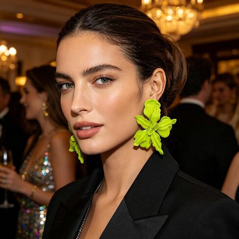 Large Flower Earrings for Women Exaggerated Colorful Flower Earrings Vintage Elegant Statement Jewelry in Kuwait