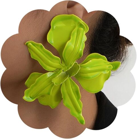 Large Flower Earrings for Women Exaggerated Colorful Flower Earrings Vintage Elegant Statement Jewelry in Kuwait