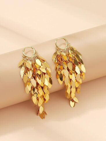 Metal Chain Linear Tassel Drop Dangling Earrings For Women,Long Bohemian Tassel Chandelier Earrings For Wedding Jewelry in Saudi Arabia