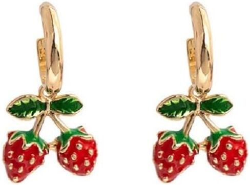 Exquisite Strawberry Dangle Earrings for Women Cute Small Fruit Earrings Stud Metal Strawberry Jewelry for Party Vacation in Saudi Arabia