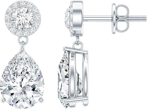 Certified 4 Carat Cubic Zirconia Drop Earrings in Silver, Aaaa Quality, CZ Diamond Earrings - Gift For Special Occasions in Saudi Arabia