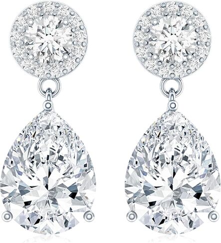 Certified 4 Carat Cubic Zirconia Drop Earrings in Silver, Aaaa Quality, CZ Diamond Earrings - Gift For Special Occasions in Saudi Arabia