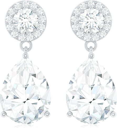 Certified 4 Carat Cubic Zirconia Drop Earrings in Silver, Aaaa Quality, CZ Diamond Earrings - Gift For Special Occasions in Saudi Arabia