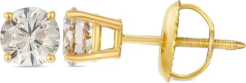 Le Vian 1/4 to 1 1/2 Carat Diamond Round Stud Earrings for Women I 14k Yellow or Rose Gold Studs for Her I 0.25 to 1.50 cttw 4-Prong Setting Round Diamond Earrings I Screw Back Studs in Kuwait