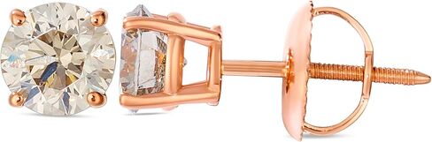 Le Vian 1/4 to 1 1/2 Carat Diamond Round Stud Earrings for Women I 14k Yellow or Rose Gold Studs for Her I 0.25 to 1.50 cttw 4-Prong Setting Round Diamond Earrings I Screw Back Studs in Kuwait