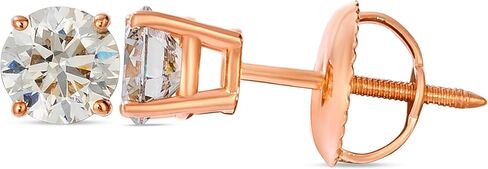 Le Vian 1/4 to 1 1/2 Carat Diamond Round Stud Earrings for Women I 14k Yellow or Rose Gold Studs for Her I 0.25 to 1.50 cttw 4-Prong Setting Round Diamond Earrings I Screw Back Studs in Kuwait