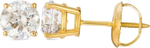 Le Vian 1/4 to 1 1/2 Carat Diamond Round Stud Earrings for Women I 14k Yellow or Rose Gold Studs for Her I 0.25 to 1.50 cttw 4-Prong Setting Round Diamond Earrings I Screw Back Studs in Kuwait