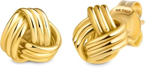 Amberta Real Italian 9K 14K Gold Knot Earrings for Women | Solid Gold Love Celtic Knot Earrings in Saudi Arabia