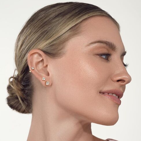 IGI Certified 1 or 2 Carat Princess Cut Lab Grown Diamond Classic Square Stud Earrings for Women in 925 Sterling Silver (G-H, VS1-VS2, 1.00 to 2.00 cttw) Push Back Studs in Saudi Arabia
