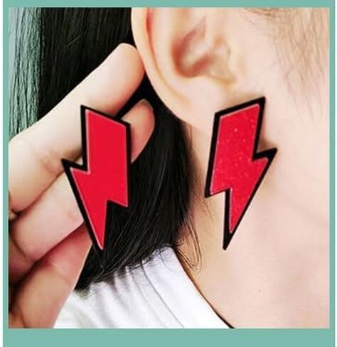 80s Neon Earrings Retro Acrylic Lightning Bolt Stud Earrings for Women Halloween Jewelry 80's Party in Saudi Arabia