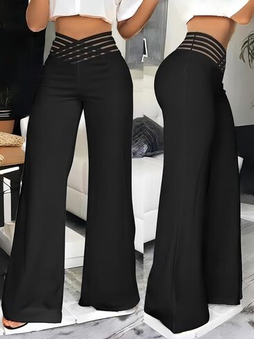Women Wide Leg Pants High Waisted Work Pants for Women Business Casual Outfits Office Dress Pants Trousers with Pockets in Kuwait