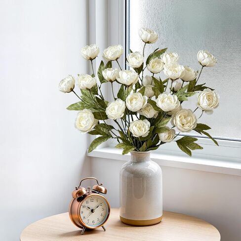6 Pcs Faux Silk Peony Artificial Flowers with Stems, Bulk Fake Peonies Branches for Tall Vases DIY Bouquet Home Centerpieces Wedding Fillers Arrangements Shower Decorations (Cream) in Saudi Arabia