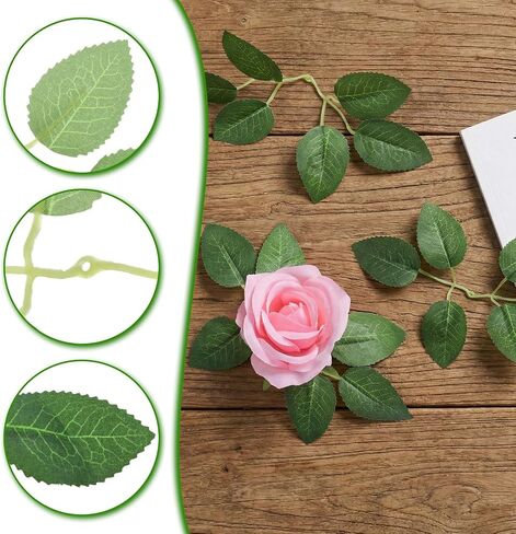 50 Pcs Fake Roses Leaves, Artificial Green Leaves for Decoration, Faux Greenery Foliage for DIY Wedding Birthday Party Shower Wreaths Decor Bouquets Centerpieces Home Decorations in Saudi Arabia