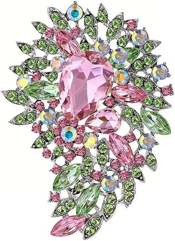 Pink Brooch for Women - Bling Rhinestone Crystal Pin, Multicolor Wedding Bridal Shower Birthday Gift Brooches in Saudi Arabia