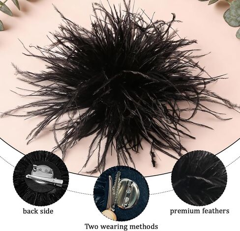 Large Oversized Feather Flower Brooch Pin, Dainty Boho Floral Design, Fashion Decorative Lapel Pin for Suit Dress Shawl Wedding Party Banquet in Saudi Arabia