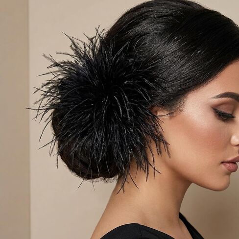 Large Oversized Feather Flower Brooch Pin, Dainty Boho Floral Design, Fashion Decorative Lapel Pin for Suit Dress Shawl Wedding Party Banquet in Saudi Arabia