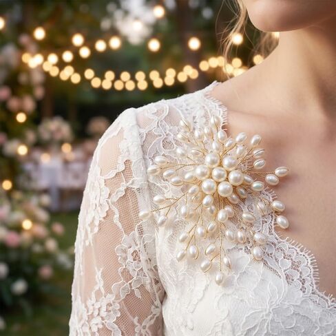 Pearl Brooch for Women, Large White Flower Blooming Brooch Pins, Statement Pearls Floral Brooches Pins Decoration for Wedding Party Jewelry Accessories, 1PC in Saudi Arabia