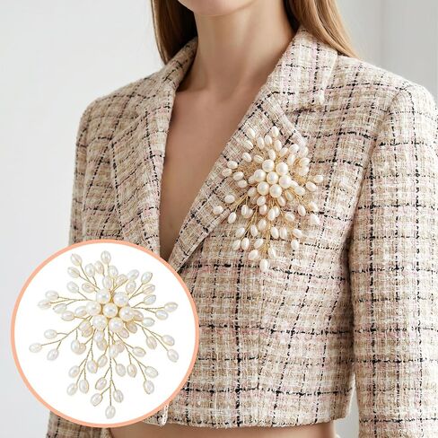 Pearl Brooch for Women, Large White Flower Blooming Brooch Pins, Statement Pearls Floral Brooches Pins Decoration for Wedding Party Jewelry Accessories, 1PC in Saudi Arabia