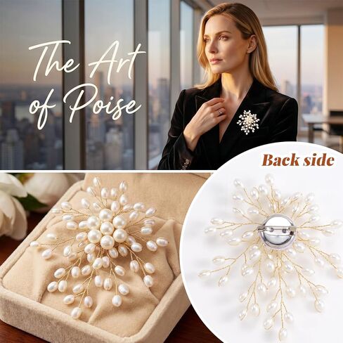 Pearl Brooch for Women, Large White Flower Blooming Brooch Pins, Statement Pearls Floral Brooches Pins Decoration for Wedding Party Jewelry Accessories, 1PC in Saudi Arabia