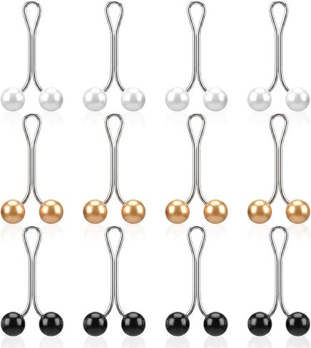 12 Pcs Hijab Clips, Hijab Pins for Scarf with Imitation Pearl, Iron Headscarf Accessories in Black, White & Red Champagne (0.8 x 1.4 Inches) in Saudi Arabia