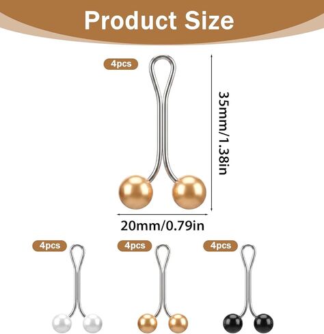 12 Pcs Hijab Clips, Hijab Pins for Scarf with Imitation Pearl, Iron Headscarf Accessories in Black, White & Red Champagne (0.8 x 1.4 Inches) in Saudi Arabia