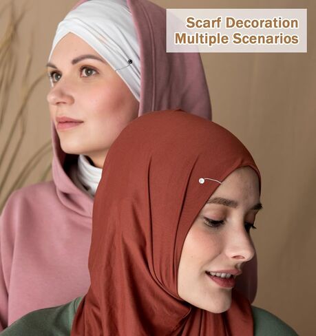 12 Pcs Hijab Clips, Hijab Pins for Scarf with Imitation Pearl, Iron Headscarf Accessories in Black, White & Red Champagne (0.8 x 1.4 Inches) in Saudi Arabia