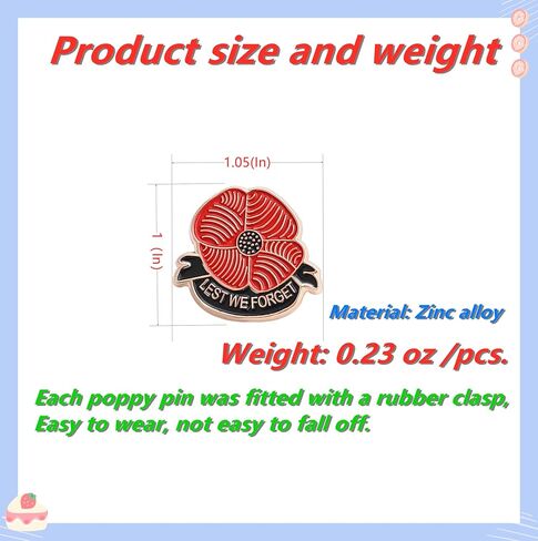 DISCAO 12/25/50/100 pieces enamel Poppy Flower Brooch Lapel Pin Memorial Day Lest We Forget Poppy Pins badge Military commemorative gift bulk in Saudi Arabia
