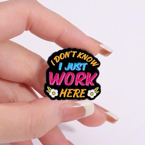 I Dont Know I Just Work Here Enamel Pin, Funny Sarcastic Brooch Pin Cute Cartoon Lapel Brooch for Backpack Hat Jacket Bag,Funny Work Accessories in Saudi Arabia