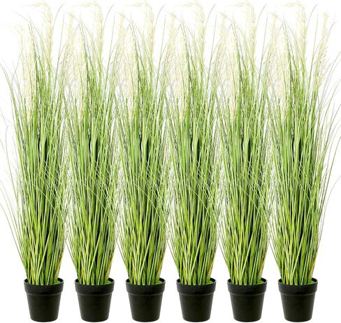 6 Pack 4 ft Tall Artificial Grass Plant Fake Pampas Grass in Pot Large Faux Floor Plants Potted Artificial Greenery for Indoor Outdoor Garden Home Bathroom Office Room Housewarming Wedding Decoration in Saudi Arabia