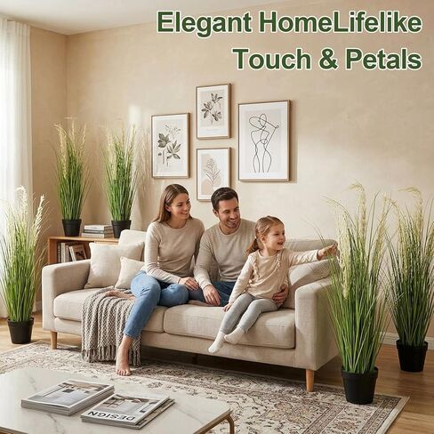 6 Pack 4 ft Tall Artificial Grass Plant Fake Pampas Grass in Pot Large Faux Floor Plants Potted Artificial Greenery for Indoor Outdoor Garden Home Bathroom Office Room Housewarming Wedding Decoration in Saudi Arabia