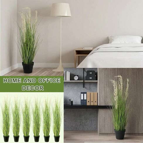6 Pack 4 ft Tall Artificial Grass Plant Fake Pampas Grass in Pot Large Faux Floor Plants Potted Artificial Greenery for Indoor Outdoor Garden Home Bathroom Office Room Housewarming Wedding Decoration in Saudi Arabia