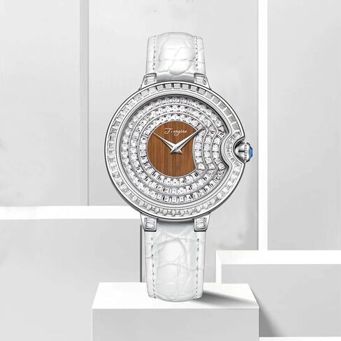 Luxury Women's Watch with Genuine Leather Strap, Diamond Inlay,Fashion Design - Elegant Watches for Ladies in Saudi Arabia