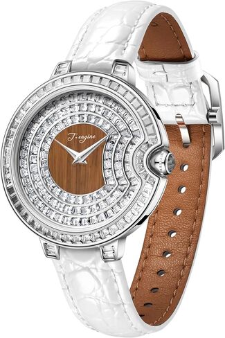 Luxury Women's Watch with Genuine Leather Strap, Diamond Inlay,Fashion Design - Elegant Watches for Ladies in Saudi Arabia